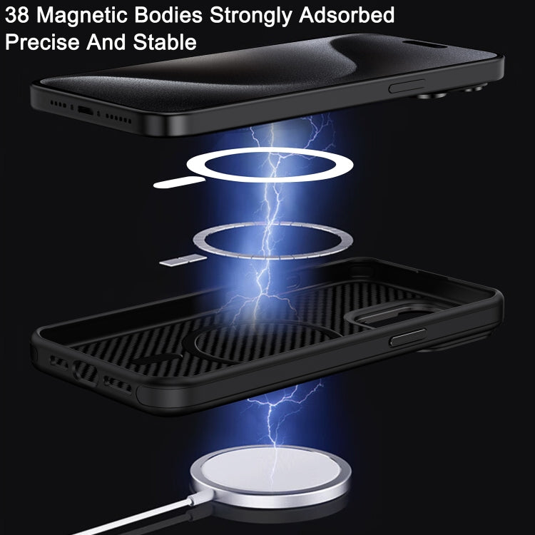 For iPhone 16 Pro Carbon Fiber Textured Oil Spray MagSafe Magnetic Phone Case(Grey) - iPhone 16 Pro Cases by buy2fix | Online Shopping UK | buy2fix