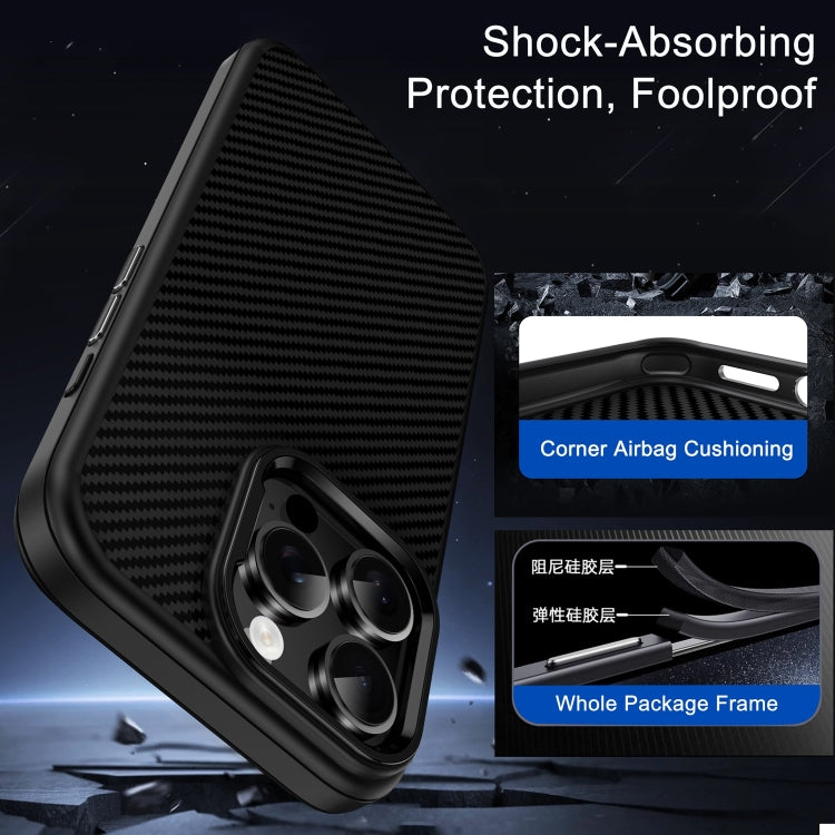 For iPhone 16 Pro Carbon Fiber Textured Oil Spray MagSafe Magnetic Phone Case(Black) - iPhone 16 Pro Cases by buy2fix | Online Shopping UK | buy2fix