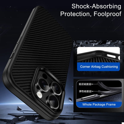 For iPhone 16 Pro Carbon Fiber Textured Oil Spray MagSafe Magnetic Phone Case(Black) - iPhone 16 Pro Cases by buy2fix | Online Shopping UK | buy2fix