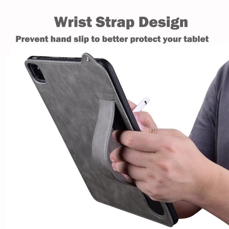 For Samsung Galaxy Tab S10 Ultra/ S11 Ultra TPU Leather Back Tablet Case with Wristband(Grey) by buy2fix