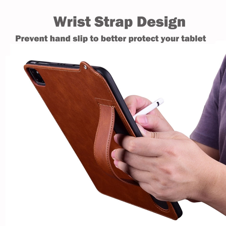 For Samsung Galaxy Tab S10 Ultra/ S11 Ultra TPU Leather Back Tablet Case with Wristband(Brown) by buy2fix