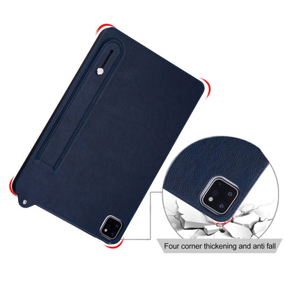 For Samsung Galaxy Tab S10 Ultra/ S11 Ultra TPU Leather Back Tablet Case with Wristband(Dark Blue) by buy2fix