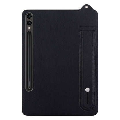 For Samsung Galaxy Tab S10 Ultra/ S11 Ultra TPU Leather Back Tablet Case with Wristband(Black) by buy2fix