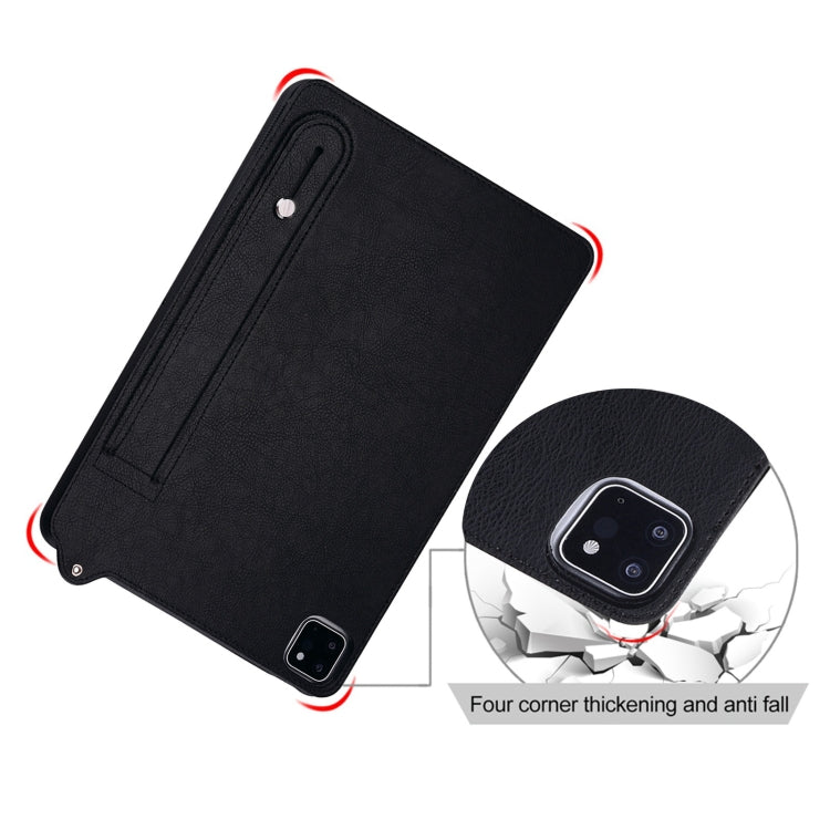 For Samsung Galaxy Tab S10 Ultra/ S11 Ultra TPU Leather Back Tablet Case with Wristband(Black) by buy2fix