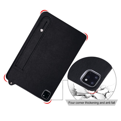 For Samsung Galaxy Tab S10 Ultra/ S11 Ultra TPU Leather Back Tablet Case with Wristband(Black) by buy2fix