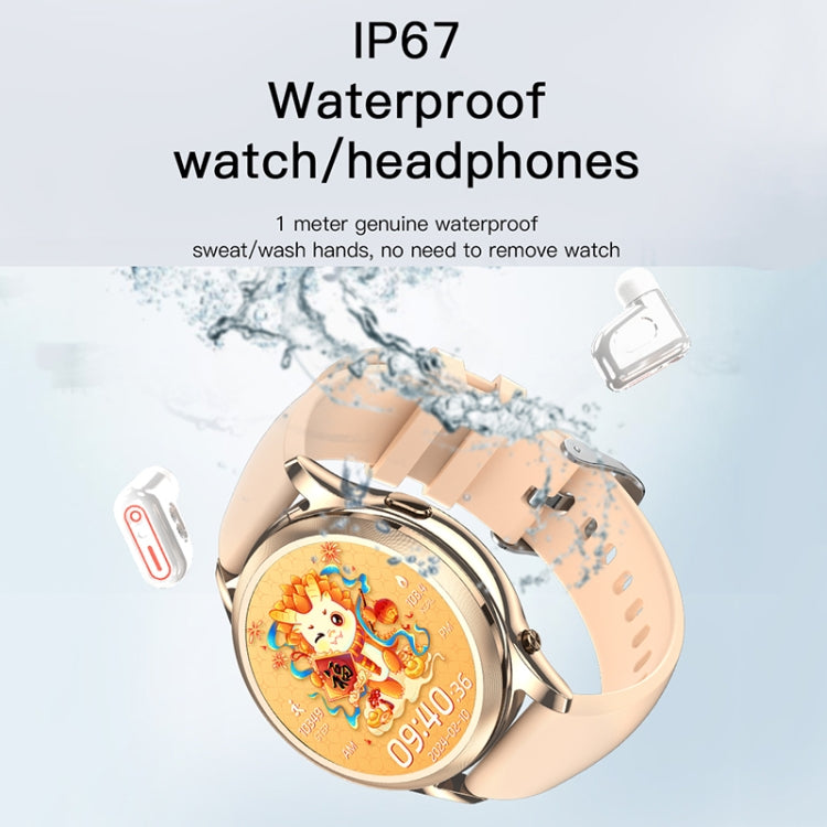 X17 mini 1.27 inch IP67 Waterproof 2 in 1 Bluetooth Earphone Smart Watch(Gold) by buy2fix