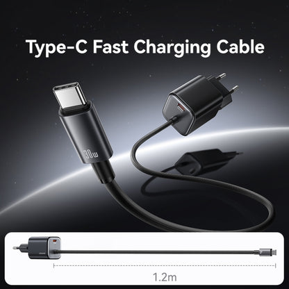 USAMS CC264 30W GaN Mini Type-C / USB-C Dual Port Fast Charger with Cable, EU Plug(Black) - USB Charger by USAMS | Online Shopping UK | buy2fix