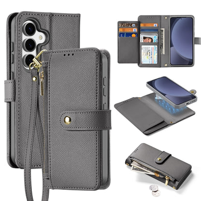 For Samsung Galaxy S25 5G DUX DUCIS Lawa Series 2 in 1 Wallet Zipper Detachable MagSafe Phone Case with Lanyard(Grey) by DUX DUCIS