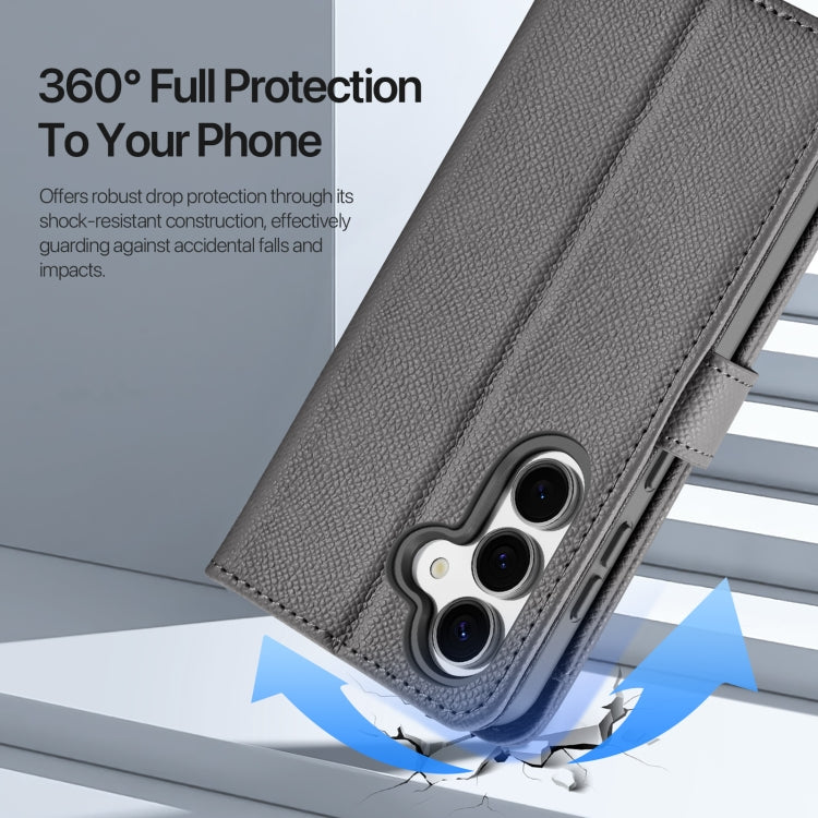 For Samsung Galaxy S25 5G DUX DUCIS Lawa Series 2 in 1 Wallet Zipper Detachable MagSafe Phone Case with Lanyard(Grey) by DUX DUCIS