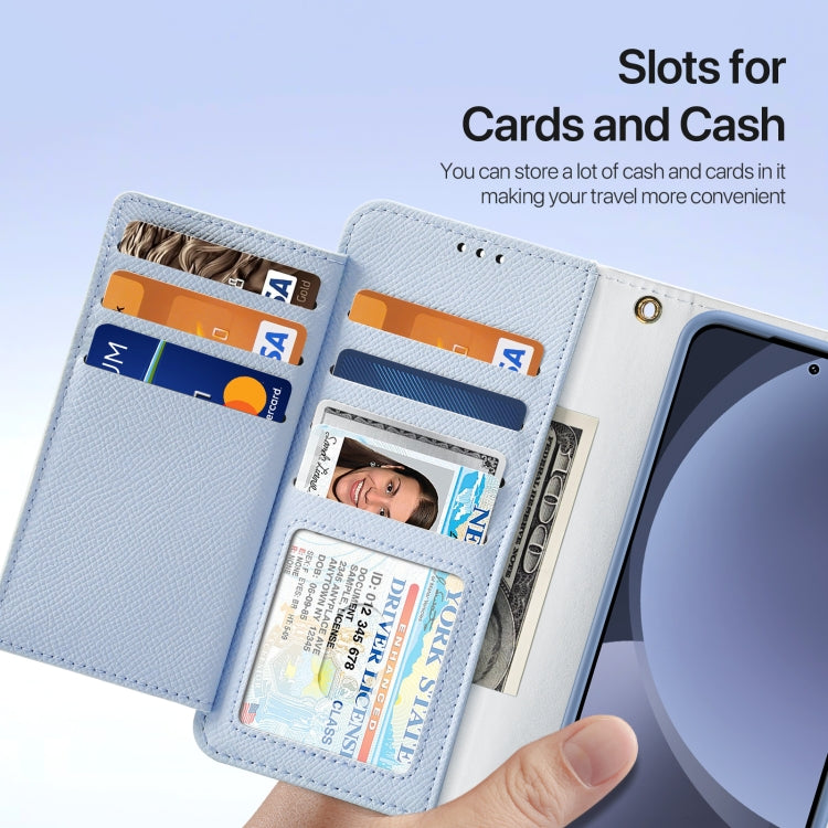 For Samsung Galaxy S25 5G DUX DUCIS Lawa Series 2 in 1 Wallet Zipper Detachable MagSafe Phone Case with Lanyard(Light Blue) by DUX DUCIS