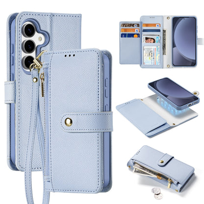 For Samsung Galaxy S25+ 5G DUX DUCIS Lawa Series 2 in 1 Wallet Zipper Detachable MagSafe Phone Case with Lanyard(Light Blue) by DUX DUCIS