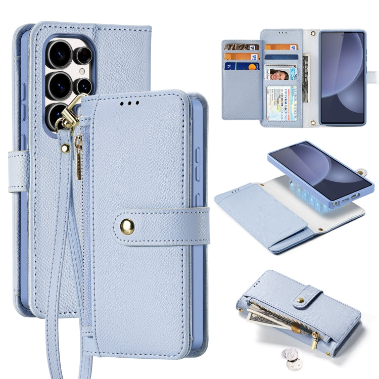 For Samsung Galaxy S25 Ultra 5G DUX DUCIS Lawa Series 2 in 1 Wallet Zipper Detachable MagSafe Phone Case with Lanyard(Light Blue) by DUX DUCIS