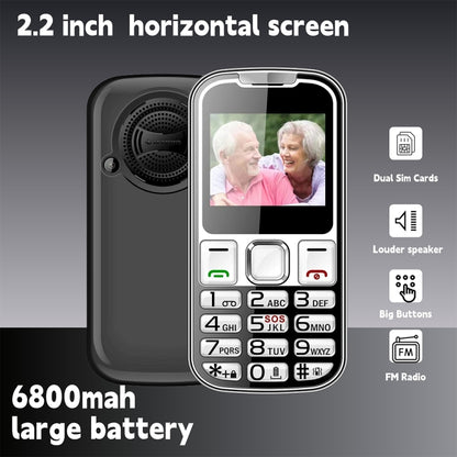 W26 Elder Keypad Phone, 2.2 inch, 6800mAh, 21 Keys, SOS, FM, Dual SIM, GSM, Plug:EU Plug(Black) - Others by buy2fix | Online Shopping UK | buy2fix