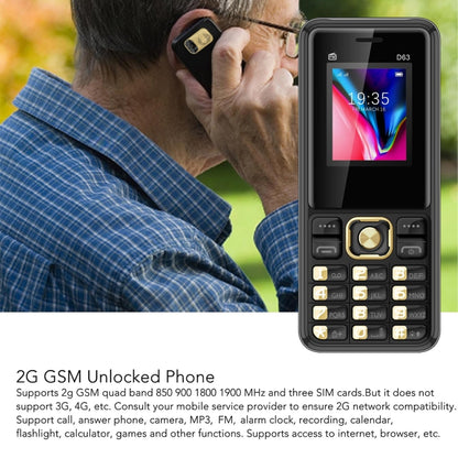 D63 Elder Keypad Phone, 1.77 inch, 3600mAh, SOS, FM, Dual SIM, GSM, Plug:US Plug(Black) - Others by buy2fix | Online Shopping UK | buy2fix