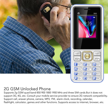 D63 Elder Keypad Phone, 1.77 inch, 3600mAh, SOS, FM, Dual SIM, GSM, Plug:UK Plug(Blue) - Others by buy2fix | Online Shopping UK | buy2fix