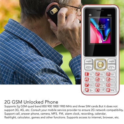 D63 Elder Keypad Phone, 1.77 inch, 3600mAh, SOS, FM, Dual SIM, GSM, Plug:UK Plug(Red) - Others by buy2fix | Online Shopping UK | buy2fix