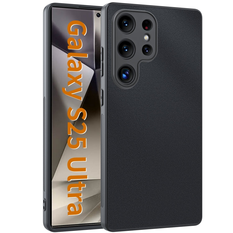 For Samsung Galaxy S25 Ultra 5G Ultra-thin Plain Skin Leather Phone Case(Black) by buy2fix