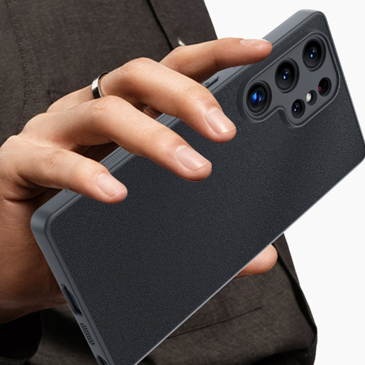 For Samsung Galaxy S25 Ultra 5G Ultra-thin Plain Skin Leather Phone Case(Black) by buy2fix