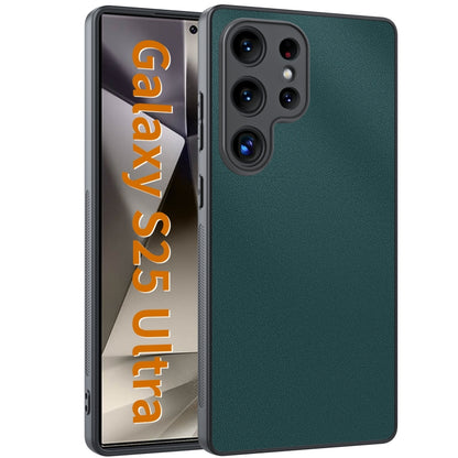 For Samsung Galaxy S25 Ultra 5G Ultra-thin Plain Skin Leather Phone Case(Green) by buy2fix