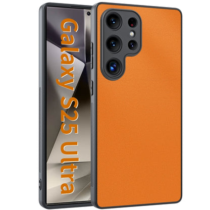 For Samsung Galaxy S25 Ultra 5G Ultra-thin Plain Skin Leather Phone Case(Orange) by buy2fix