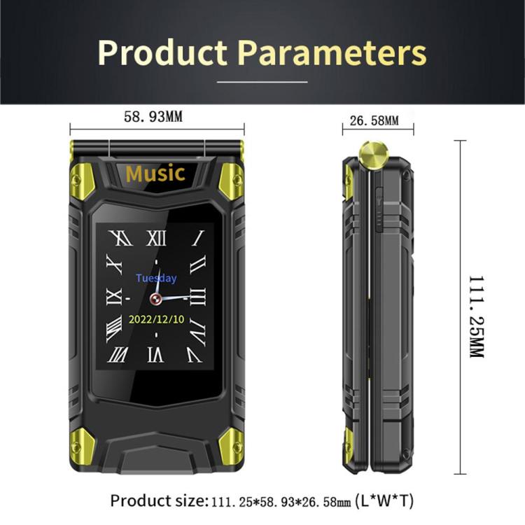 M7+ 4G Dual Screen Flip Elder Rugged Phone, 2.8 inch Inner, 2.4 inch Outer, 6800mAh Battery, 24 Keys, Flashlight, Network: 4G, Dual SIM, SOS, Plug:EU Plug(Black) - Others by buy2fix | Online Shopping UK | buy2fix