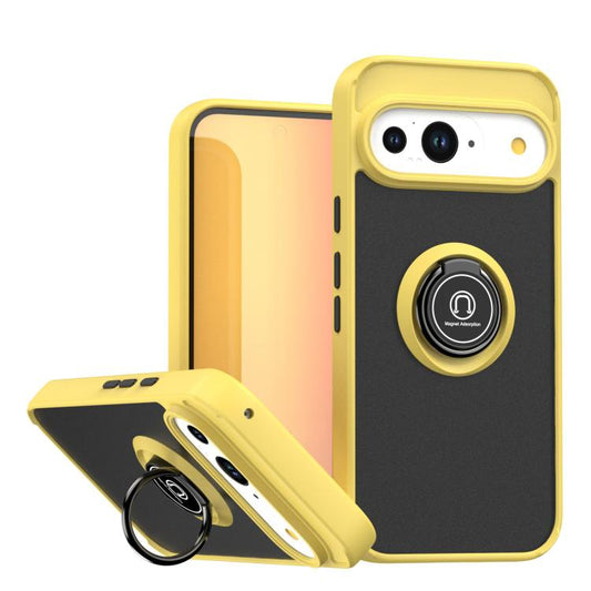 For Google Pixel 10 / 10 Pro Q Shadow 1 Series TPU + PC Phone Case with Ring(Yellow) - Google Cases by buy2fix | Online Shopping UK | buy2fix