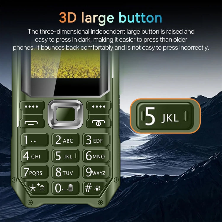 Q6000 Elder Keypad Phone, 2.4 inch, 6800mAh, Dual Flashlights, 21 Keys, SOS, FM, Dual SIM, GSM, Plug:US Plug(Green) - Others by buy2fix | Online Shopping UK | buy2fix