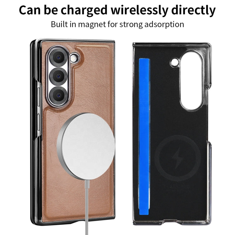 For Samsung Galaxy Z Fold5 VIETAO Integrated MagSafe PU Phone Case(Brown) - Galaxy Z Fold5 Cases by VIETAO | Online Shopping UK | buy2fix