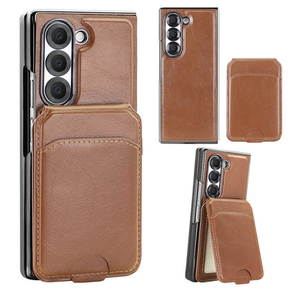 For Samsung Galaxy Z Fold6 VIETAO Integrated MagSafe RFID Detachable Card Bag PU Phone Case(Brown) - Galaxy Z Fold6 5G Cases by VIETAO | Online Shopping UK | buy2fix