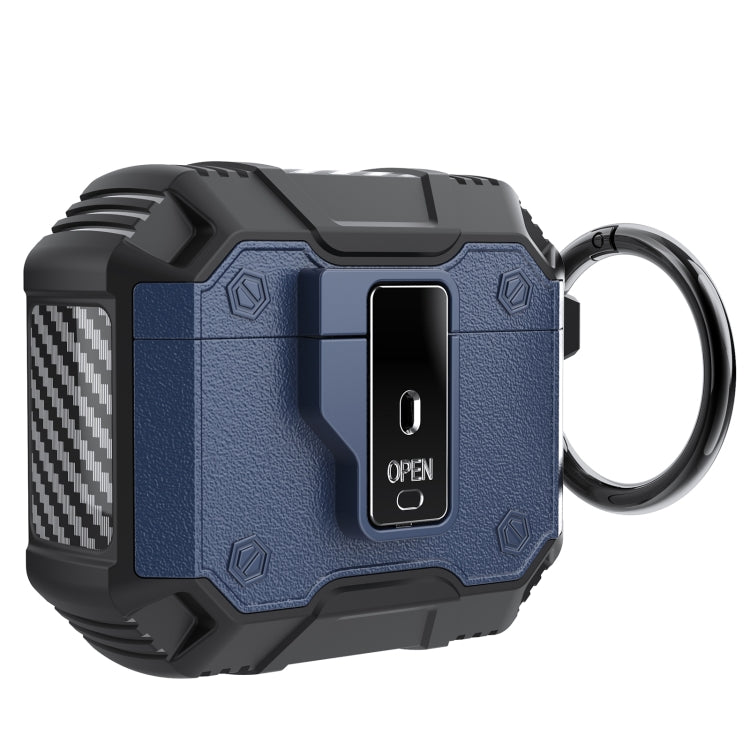 For AirPods 4 Non-slip  Armor Shockproof Earphones Case with Hook(Blue) - For AirPods 4 by buy2fix | Online Shopping UK | buy2fix