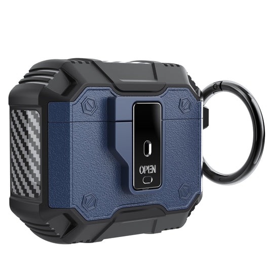For AirPods 4 Non-slip  Armor Shockproof Earphones Case with Hook(Blue) - For AirPods 4 by buy2fix | Online Shopping UK | buy2fix