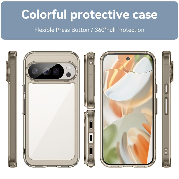 For Google Pixel 10 Pro Colorful Series Acrylic Hybrid TPU Phone Case(Transparent Grey) - Google Cases by buy2fix | Online Shopping UK | buy2fix