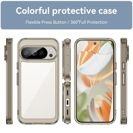 For Google Pixel 10 Pro Colorful Series Acrylic Hybrid TPU Phone Case(Transparent Grey) - Google Cases by buy2fix | Online Shopping UK | buy2fix