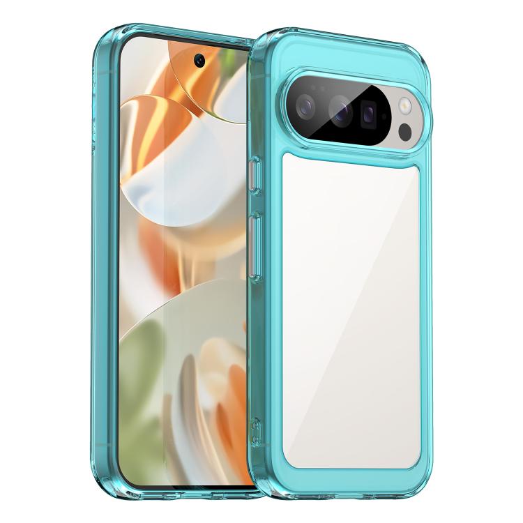 For Google Pixel 10 Pro Colorful Series Acrylic Hybrid TPU Phone Case(Transparent Blue) - Google Cases by buy2fix | Online Shopping UK | buy2fix