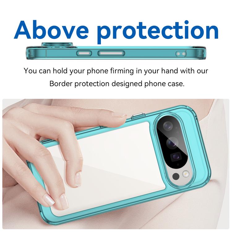For Google Pixel 10 Pro Colorful Series Acrylic Hybrid TPU Phone Case(Transparent Blue) - Google Cases by buy2fix | Online Shopping UK | buy2fix