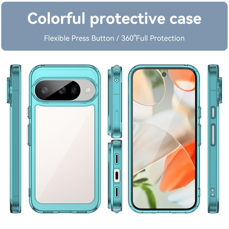 For Google Pixel 10 Colorful Series Acrylic Hybrid TPU Phone Case(Transparent Blue) - Google Cases by buy2fix | Online Shopping UK | buy2fix