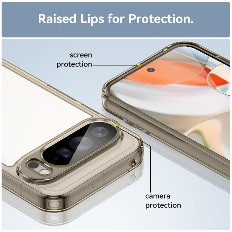 For Google Pixel 10 Pro XL Colorful Series Acrylic Hybrid TPU Phone Case(Transparent Grey) - Google Cases by buy2fix | Online Shopping UK | buy2fix