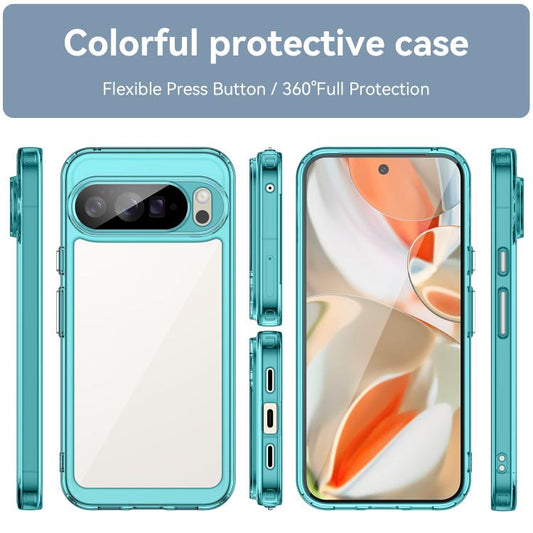 For Google Pixel 10 Pro XL Colorful Series Acrylic Hybrid TPU Phone Case(Transparent Blue) - Google Cases by buy2fix | Online Shopping UK | buy2fix