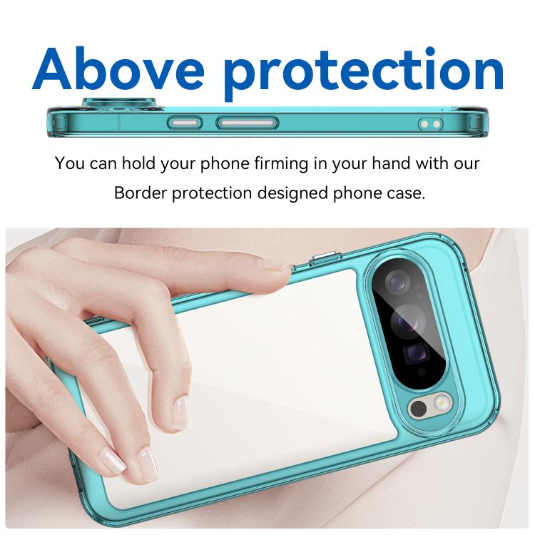 For Google Pixel 10 Pro XL Colorful Series Acrylic Hybrid TPU Phone Case(Transparent Blue) - Google Cases by buy2fix | Online Shopping UK | buy2fix
