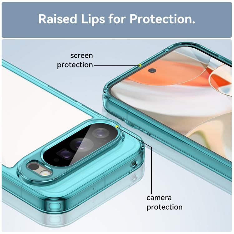 For Google Pixel 10 Pro XL Colorful Series Acrylic Hybrid TPU Phone Case(Transparent Blue) - Google Cases by buy2fix | Online Shopping UK | buy2fix