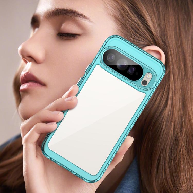 For Google Pixel 10 Pro XL Colorful Series Acrylic Hybrid TPU Phone Case(Transparent Blue) - Google Cases by buy2fix | Online Shopping UK | buy2fix