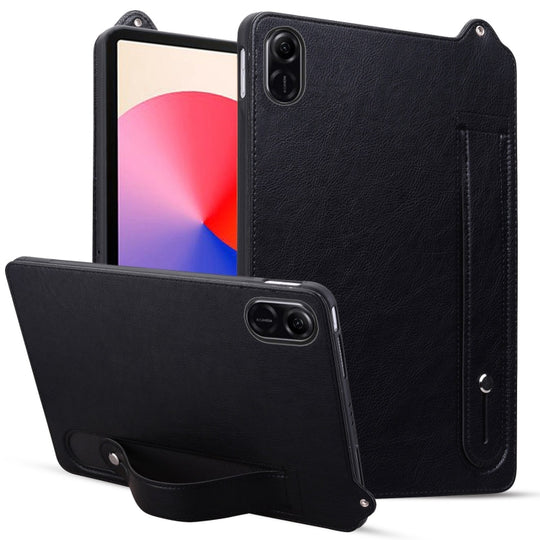 For Honor Pad X10 / X8a / X8b TPU Leather Back Tablet Case with Wristband(Black)