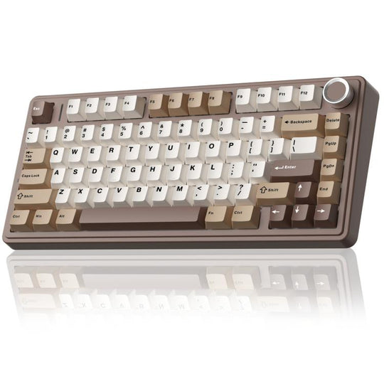 AULA F75 80 Keys Wired/2.4G/Bluetooth Three Model Customized RGB Mechanical Keyboard(Mocha Brown Barbie Axis)