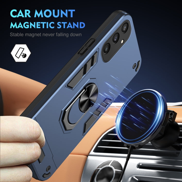 For Samsung Galaxy S25 5G Shockproof Metal Ring Holder Phone Case(Blue) by buy2fix