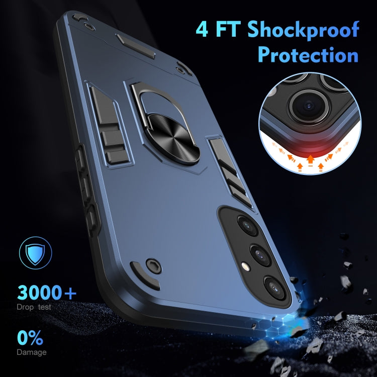 For Samsung Galaxy S25 5G Shockproof Metal Ring Holder Phone Case(Blue) by buy2fix