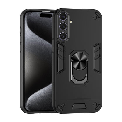 For Samsung Galaxy S25+ 5G Shockproof Metal Ring Holder Phone Case(Black) by buy2fix