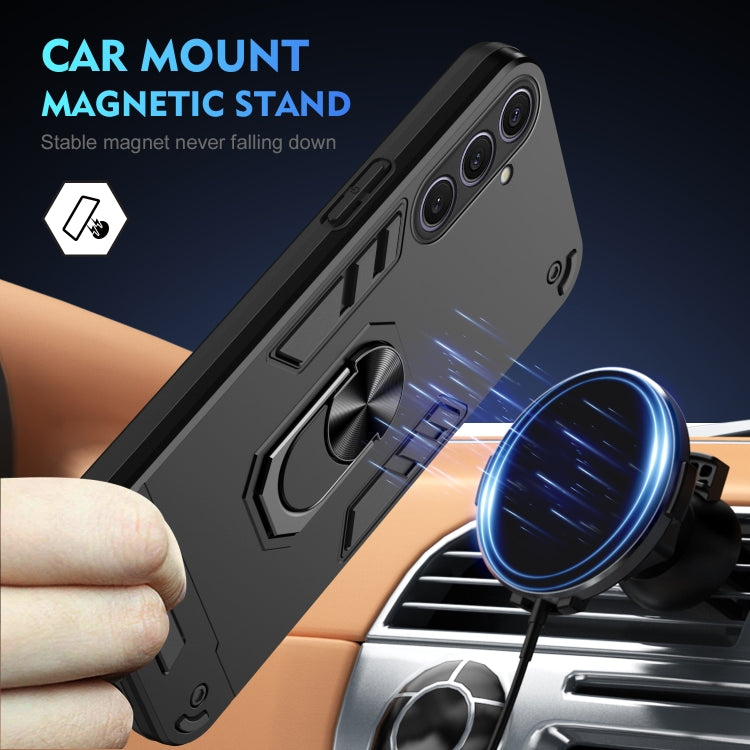 For Samsung Galaxy S25+ 5G Shockproof Metal Ring Holder Phone Case(Black) by buy2fix