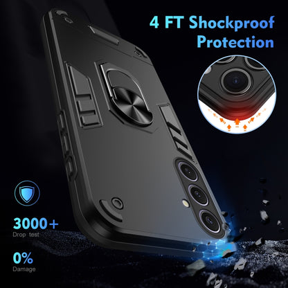 For Samsung Galaxy S25+ 5G Shockproof Metal Ring Holder Phone Case(Black) by buy2fix