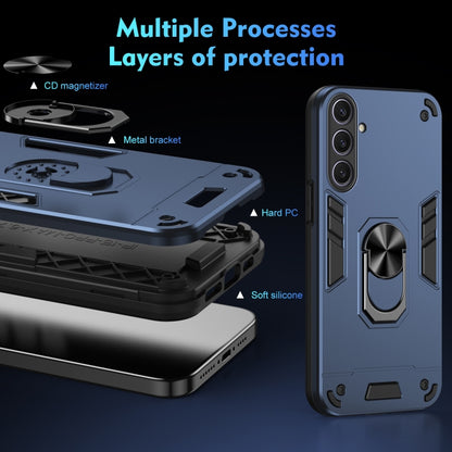 For Samsung Galaxy S25+ 5G Shockproof Metal Ring Holder Phone Case(Blue) by buy2fix