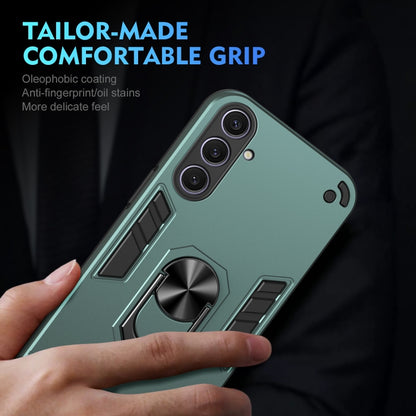 For Samsung Galaxy S25+ 5G Shockproof Metal Ring Holder Phone Case(Green) by buy2fix